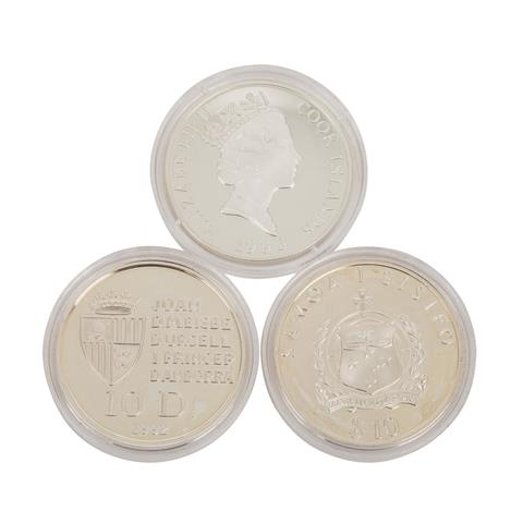 3 Silbermünzen: Samoa 10 Dollars 1992 Roggeven;