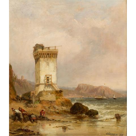 STANFIELD, WILLIAM CLARKSON (1793-1867), "Brittische Küste mit Ford und Wehrturm",
