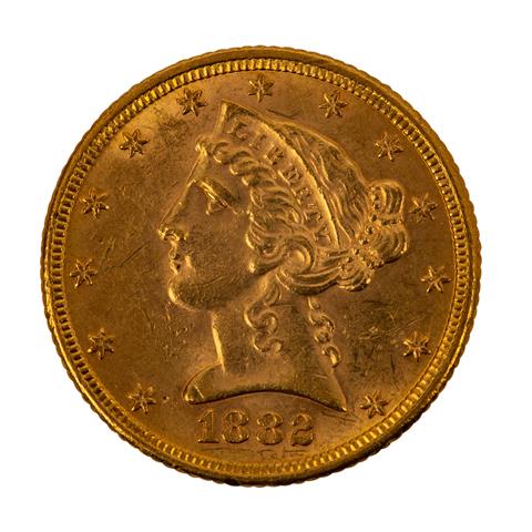 USA/GOLD - 5 Dollars 1882 Liberty Head,