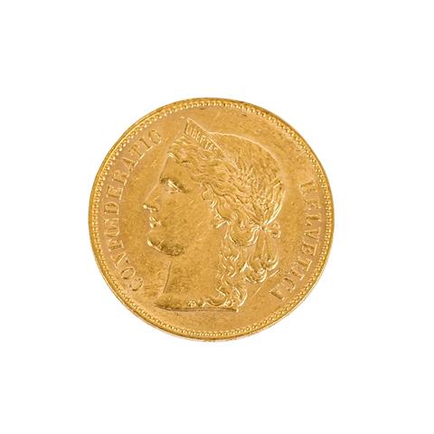 Schweiz/GOLD - 20 Franken 1890 B