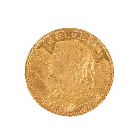 Schweiz/GOLD - 20 Franken Vreneli 1926 B,