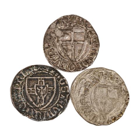 Deutscher Orden - 3 x Schilling o.J., ex. ca. 1351/1422,