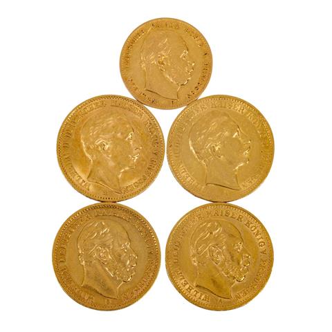 Preussen/GOLD - 4 x 20 Mark und 1 x 10 Mark,