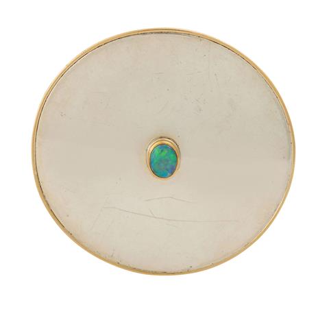 Scheibenbrosche mit ovalem Opal,