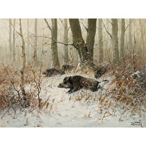 BAUER, HANS (1883-1967) "Wildschweine im Schnee"