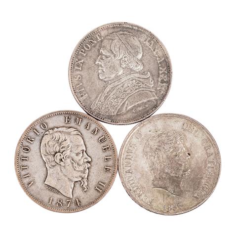 Italien - Konvolut von drei Silbermünzen,