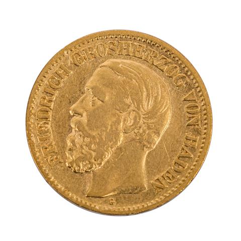Baden/GOLD - 10 Mark 1873 G, Friedrich,