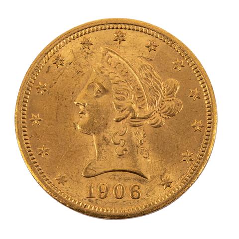 USA - 10 Dollars 1906/D, Coronet Head,