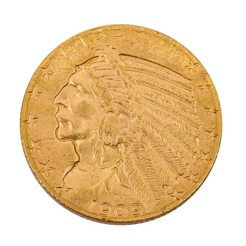 USA/GOLD - 5 Dollars 1909 Indian Head,