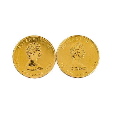 2 x Kanada/GOLD - 10 Dollars 1986/1987, Maple Leaf,
