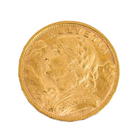 Schweiz - 20 Franken 1925, Vreneli, GOLD,