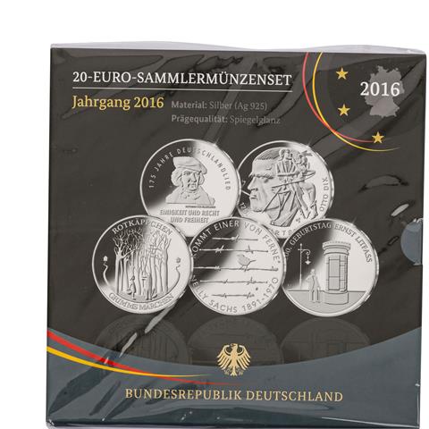 BRD - 5 x 20 Euro Sammlermünzenset 2016,