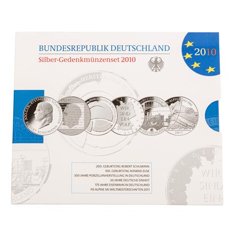 BRD Silber Gedenkmünzen Set 2010, 6 x 10 Euro,