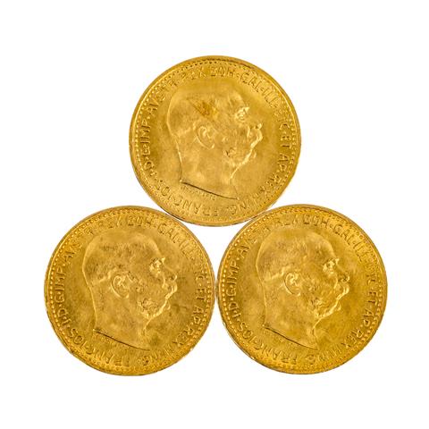 Österreich/GOLD - 3 x 10 Kronen 1912 NP,