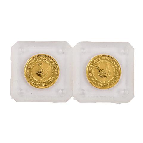 Australian Nugget - 2 x1/10 Unze Gold, 15 Dollars 1993,