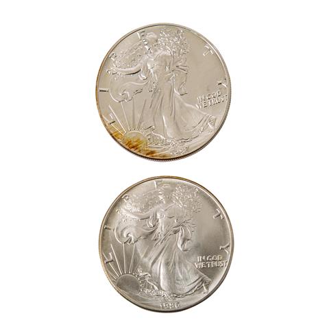 USA - Silber Dollar 1986 + 1987 (etwas getönt),