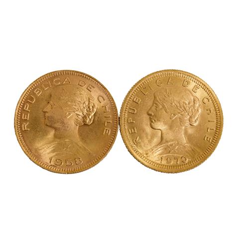 Chile/GOLD - 2 x 100 Pesos 1958/1970,