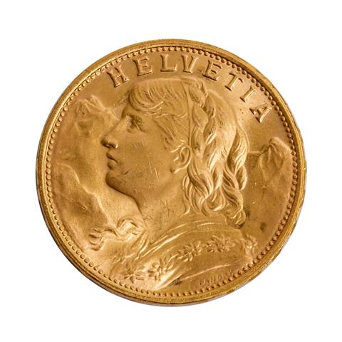 Schweiz/GOLD - 20 Franken Vreneli 1949 B,