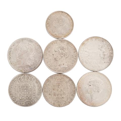 Portugal - Konvolut von 7 Silbermünzen ex 1814/1915,