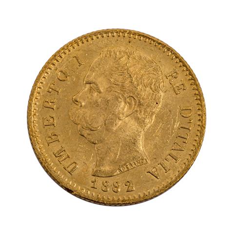 Italien/GOLD - 20 Lire 1882/R, Umberto I.,