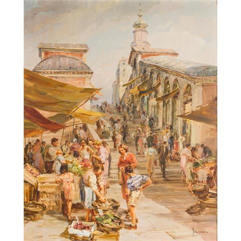 BROMBO, ANGELO (1893-1962, italienischer Künstler), "Venedig, die Rialtobrücke",