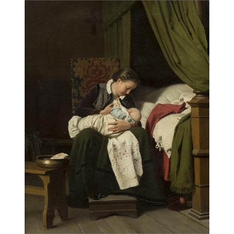 MEYERHEIM, FRANZ EDUARD, attribuiert (Berlin 1838-1880 Marburg), "Junge Mutter mit Kind",