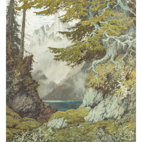 HODIENER, HUGO HODINA (1886-1945) "Burg am Ufer eines Bergsees"