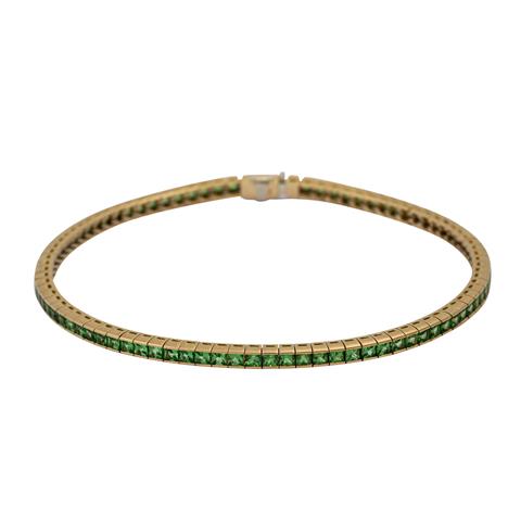 Armband mit grünem Granat im Carréschliff,