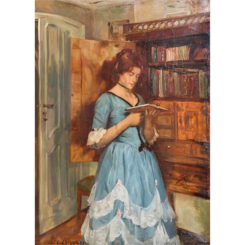 LINGNER, OTTO (1856-1917) "Junge Frau beim Lesen"