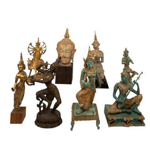 Sammlung von 8 Skulpturen überwiegend  aus THAILAND, 20. Jh.: