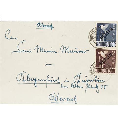 Berlin - 1948, Briefvorderseite mit 2 und 5 Mark Schwarzaufdruck,