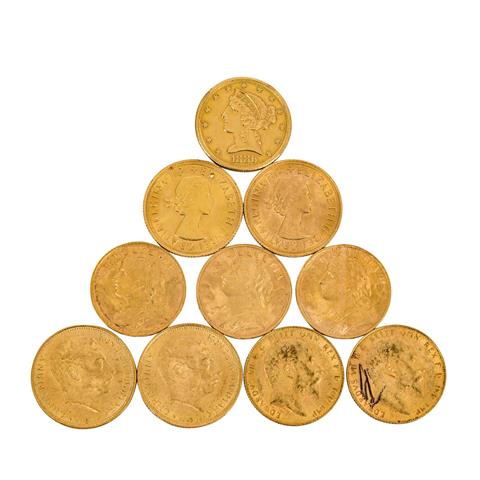 Ca. 70 Gramm GOLD (fein), 10 Münzen: