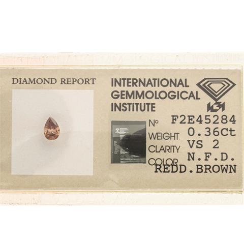 Loser Diamant Fancy Deep Reddish Brown, 0.36 ct,