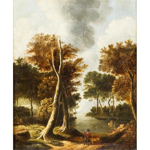 RUISDAEL, Jacob van, NACHFOLGER (17./18. Jh.), "Paar am Fluss in romantischer Landschaft",