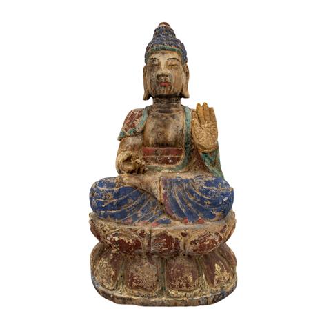Buddha aus Holz. CHINA, 1. Hälfte 20. Jh..