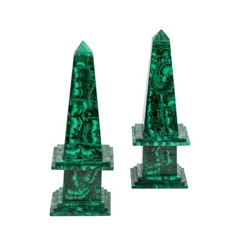 Paar Obelisken aus Malachit.