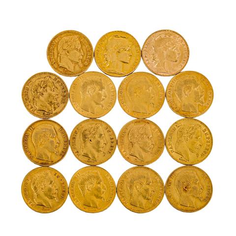 Frankreich - 15 x 20 Francs, ex 1853/1912,