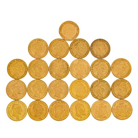 Dt. Kaiserreich/GOLD - 23 x 20 Goldmark, darunter