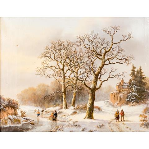 BODEMANN, WILLEM (1806-1880) "Winterlandschaft mit Eisläufern"