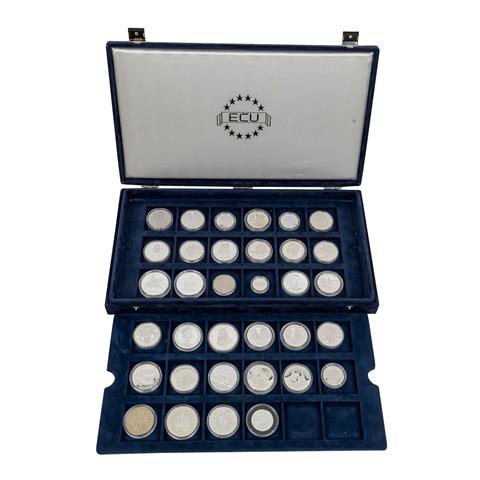 ECU - Kleine Sammlung von 34 Münzen, meist in Silber,