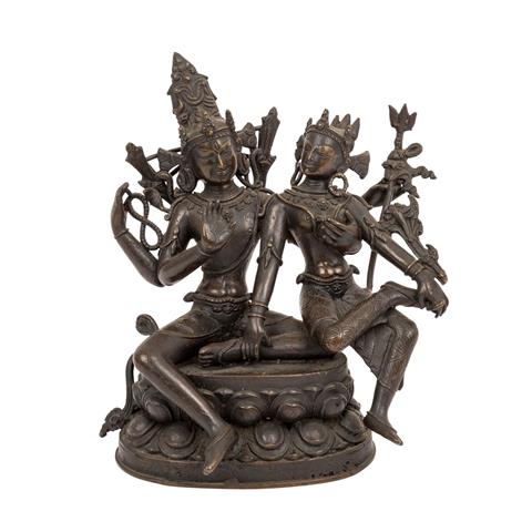 Bronze des Hindu-Götterpaares Vishnu und Lakshmi. INDIEN, 20. Jh..