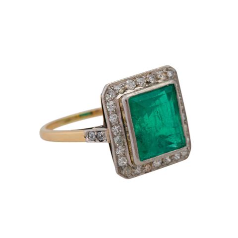 Art Déco Ring mit Smaragd und Diamanten