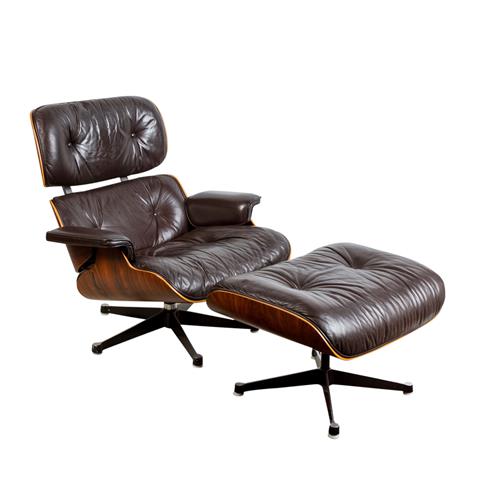 RAY & CHARLES EAMES, "Lounge Chair mit Ottomane",