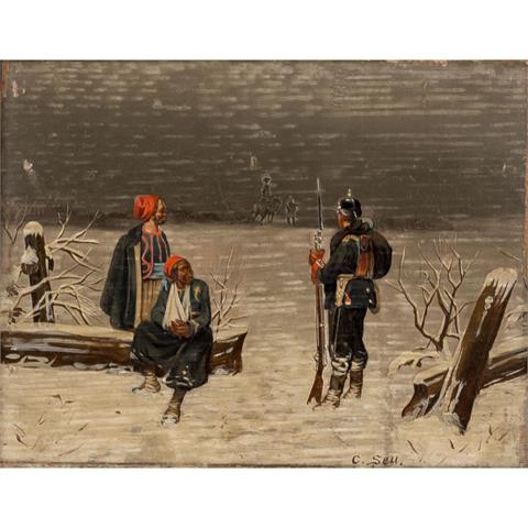SELL, CHRISTIAN, wohl d.Ä. (1831-1883), "Soldat bewacht zwei nordafrikanische Gefangene",