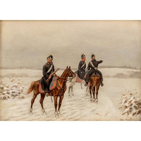 SELL, CHRISTIAN, wohl d.Ä. (1831-1883), "Drei Kavalleristen im Deutsch-Französischen Krieg 1870/71",