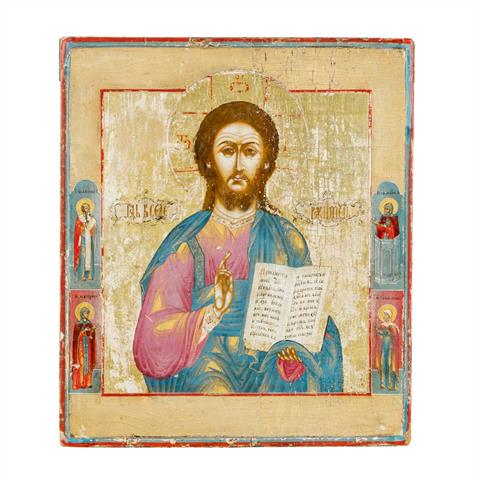 IKONE "Christus Pantokrator", Russland 2. Hälfte 18. Jh.,
