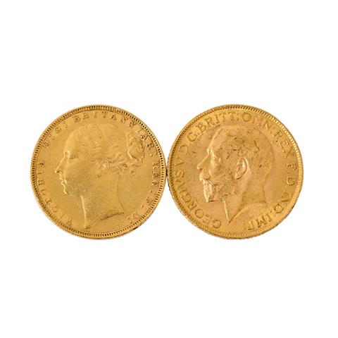 GB/GOLD - 2 x 1 Sovereign 1878 Victoria und