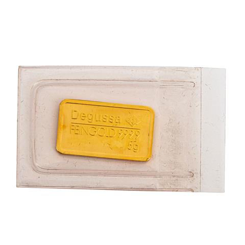 GOLDbarren – 5 g GOLD fein, Goldbarren geprägt, Degussa,