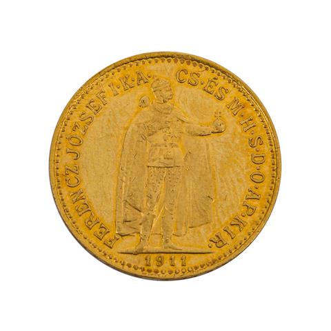 Österreich / Ungarn - 10 Kronen 1911/KB, GOLD,