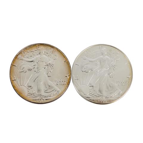 USA - 2 x Silver Dollar 1987 + 1999,